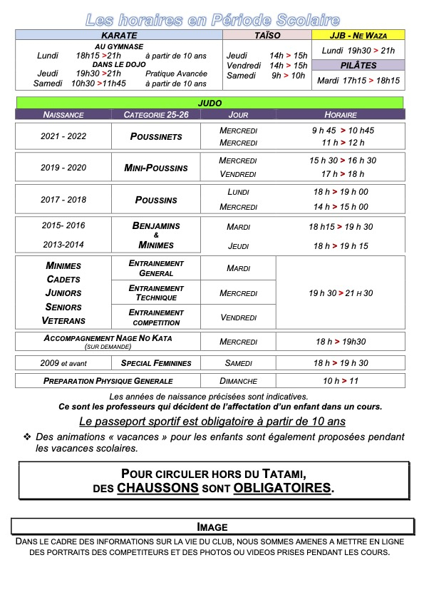 Les horaires pour 2027 !